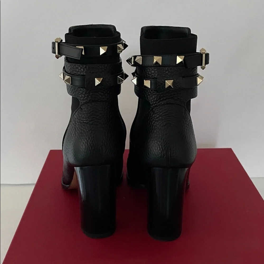 Valentino Garavani Black Ankle Boots with Gold Studs EU size 37